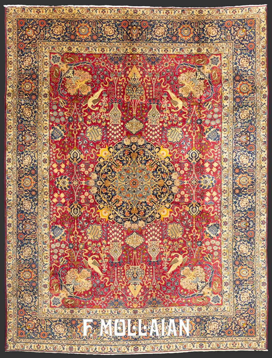 Tabriz Rug Lion Design Crown of King n°:436685